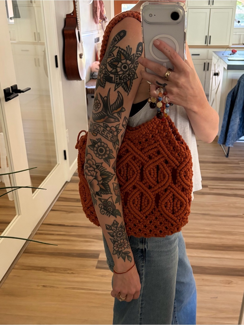 Zara Orange Macramé Shoulder Bag